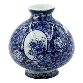 Blue Ceramic Vase by Franz Anton Mehlem, 1800s For Sale