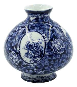 Blue Ceramic Vase by Franz Anton Mehlem, 1800s