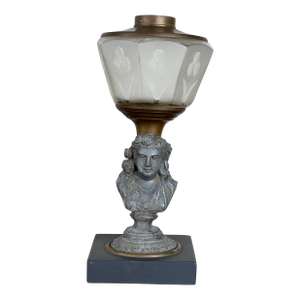 Antique Victorian Spelter “Jenny Lind” Oil Lamp C. Late 19th Century
