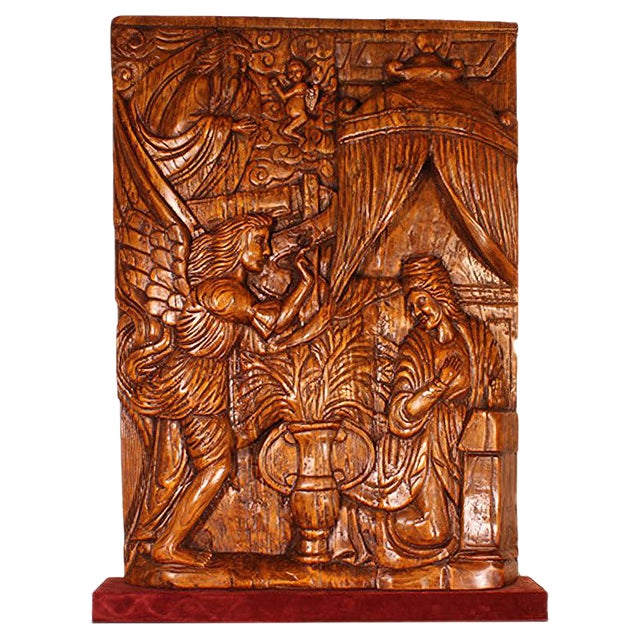 Antique Portuguese Annunciation Altarpiece, 1600s For Sale