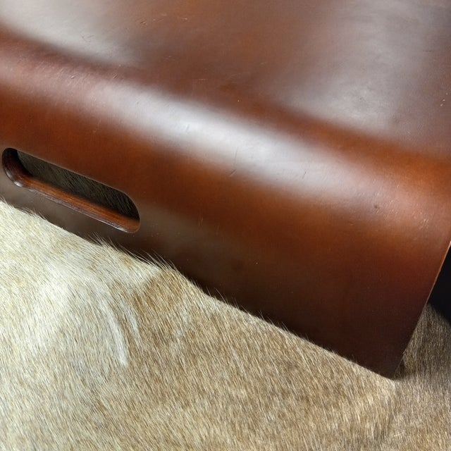 Vintage Mid Century Mahogany Stained Solid Wood Sleigh Tray For Sale - Image 4 of 12