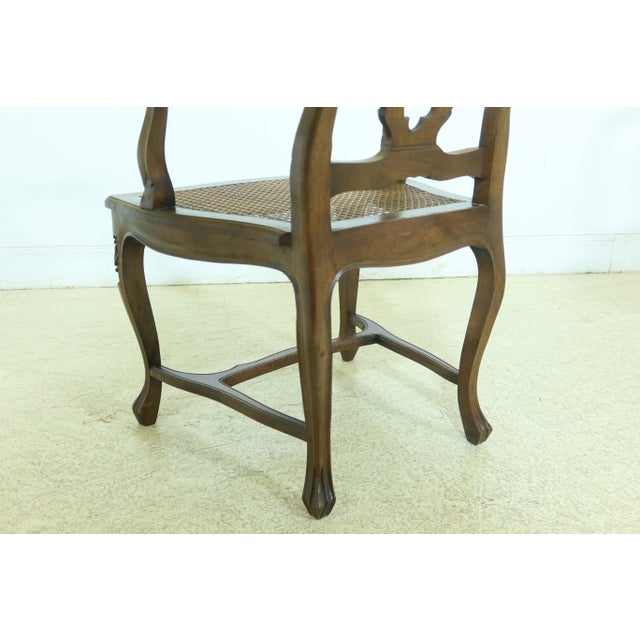 Pair Italian Walnut Cane Seat Armchairs For Sale - Image 9 of 13