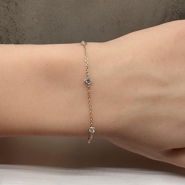 Diamond Station Bracelet in 14kt Yellow Gold – 0.33ctw, 7in, New For Sale - Image 4 of 4