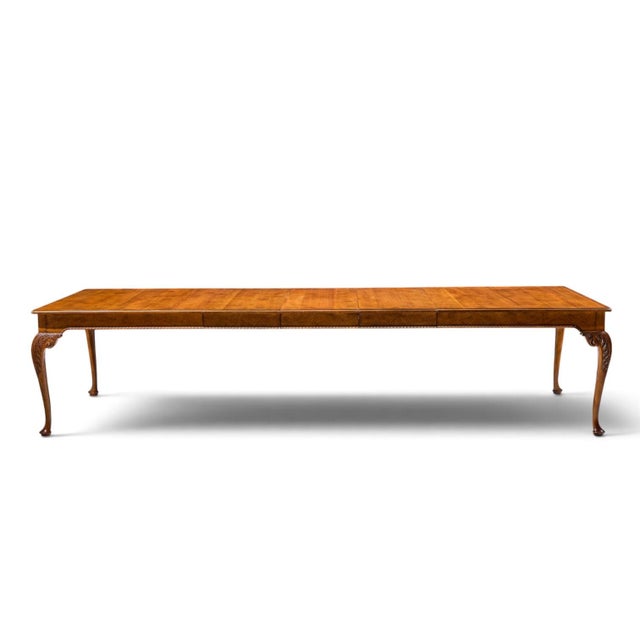 Baker Furniture Stately Homes Queen Anne Walnut Expanding Dining Table with 3 Leaves This table measures: 78.25 wide x 48...