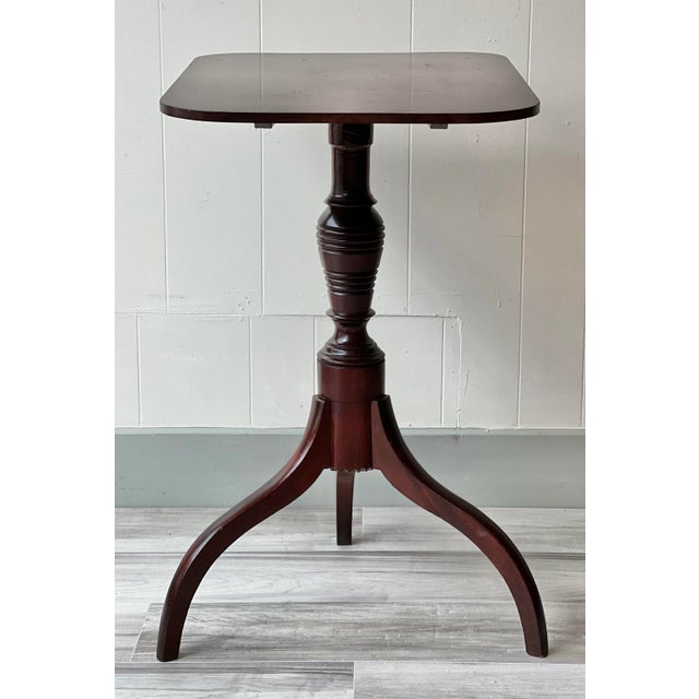 Hepplewhite Antique Federal Hepplewhite Tilt Top Candlestand For Sale - Image 3 of 9