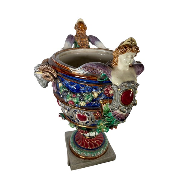 German Majolica Multicolored Urn Circa 1800 For Sale - Image 4 of 8