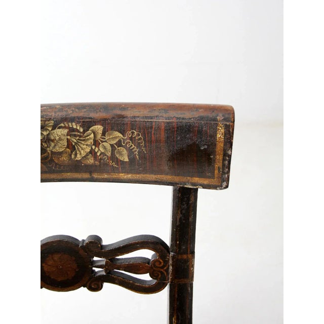Antique Stencil Painted Chairs Pair For Sale - Image 11 of 13