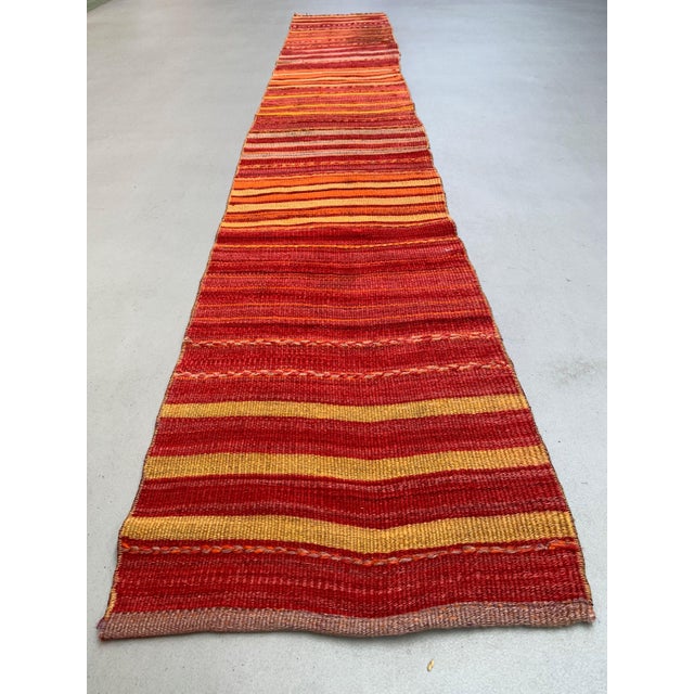 Turkish Distressed Narrow Runner Rug in Wool For Sale - Image 4 of 16