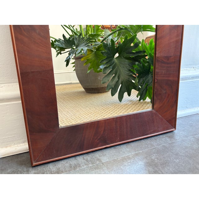 American Antique Handmade Mirror With Flame Mahogany Veneer For Sale - Image 3 of 7