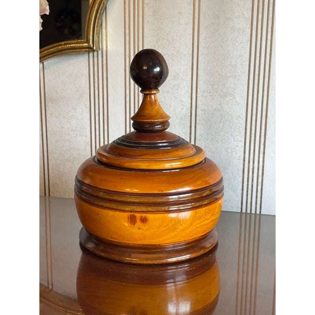 Wood Antique Wood Lidded Tobacco Jar From 1840 For Sale - Image 7 of 11
