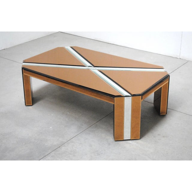 Wood Italian Mirrored Coffee Table, 1970s For Sale - Image 7 of 8
