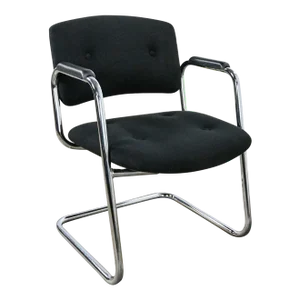 Vintage Modern Black & Chrome Cantilever Chair by United Chair Co Style of Steelcase
