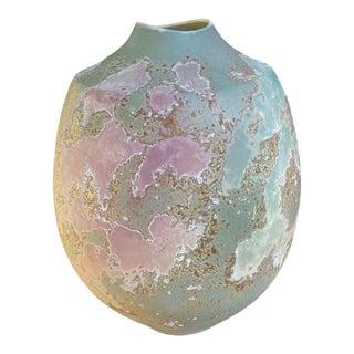 Large Tony Evans Raku Vase "Ancient Sands" California Studio Pottery For Sale