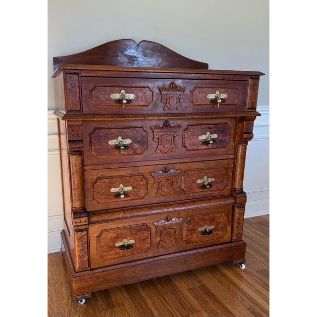 19th-Century Eastlake Solid Walnut Dresser With Original Finish and Hardware For Sale - Image 10 of 12