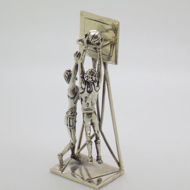 Vintage Italian Handmade Sterling Silver 925 Basket Players Large Rare Figurine Sculpture For Sale - Image 4 of 11