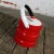 Mid 20th Century Mid Century Modern Ice Bucket Red Faux Patent Leather and White Plastic with Daisy Knob For Sale - Image 5 of 13