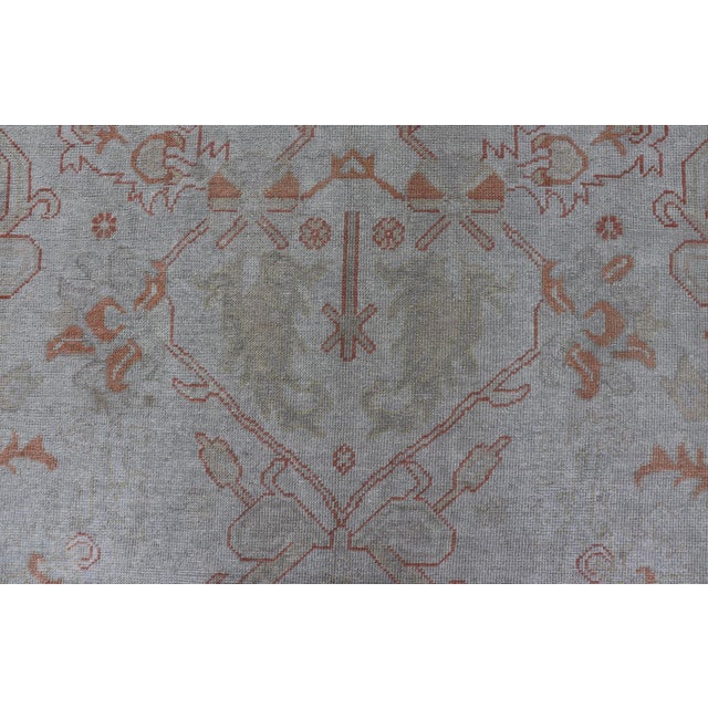 Turkish Oushak With Muted Color Palette and All-Over Design by Keivan Woven Arts For Sale - Image 10 of 12