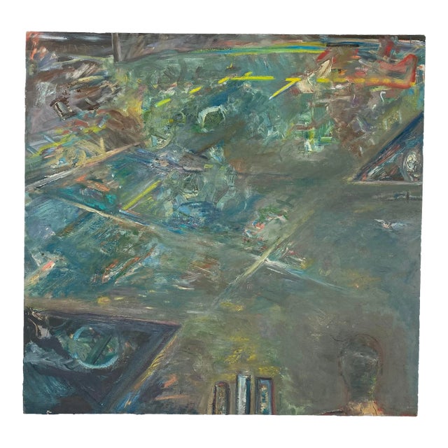 Vintage Warren Fischer Figurative Abstract Painting on Linen Canvas 1985 For Sale