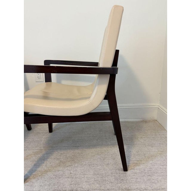 Wood Pair of Holly Hunt Leather Siren Armchairs For Sale - Image 7 of 11