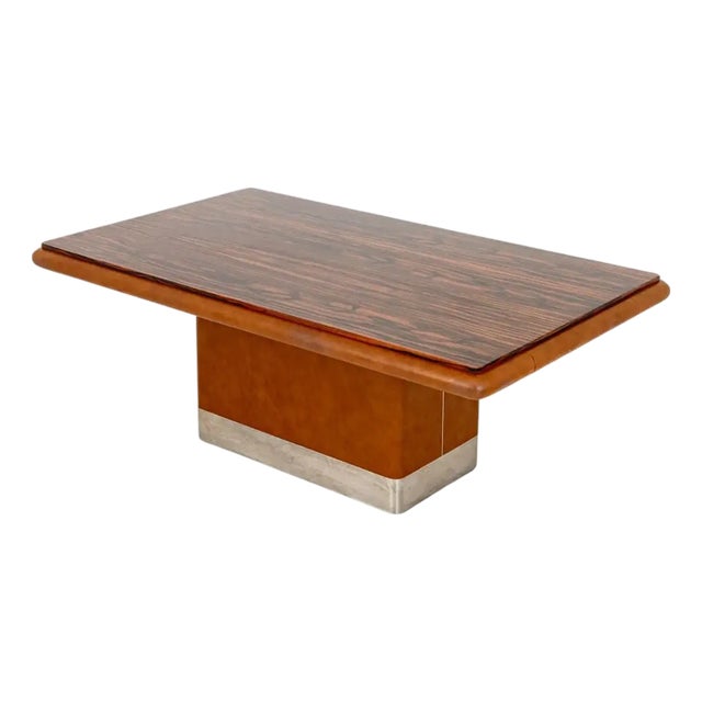Rosewood & Leather Extendable Dining Table by Vladimir Kagan, 1970s, Signed For Sale