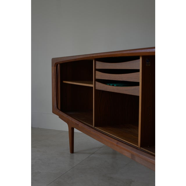 1960s Rare 1960s Bernhard Pedersen & Son Teak Credenza With Tambour Doors For Sale - Image 5 of 10