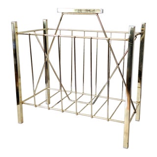 Vintage Large Mid Cenury Modern Standing Magazine Rack For Sale