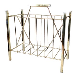 Vintage Large Mid Cenury Modern Standing Magazine Rack For Sale