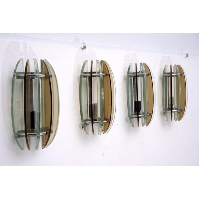 Thick Glass Sconces from Veca, Italy, 1960s, Set of 4 For Sale - Image 10 of 14