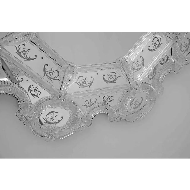 Octagonal Mirror with Glass Flowers, 1980 For Sale - Image 4 of 10