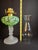 Victorian Vintage-Style Green Floral Glass Table Lamp With Frosted Female Head Pedestal Base For Sale - Image 3 of 13