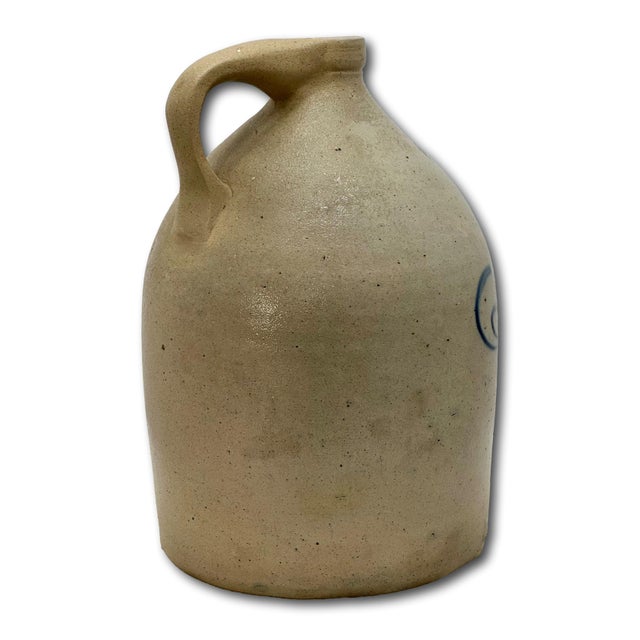 Unusual Antique American Blue Flower Decorated 2 Gallon Jug With Otsego New York Stoneware Merchants Name & Info Circa 1870s For Sale - Image 12 of 18