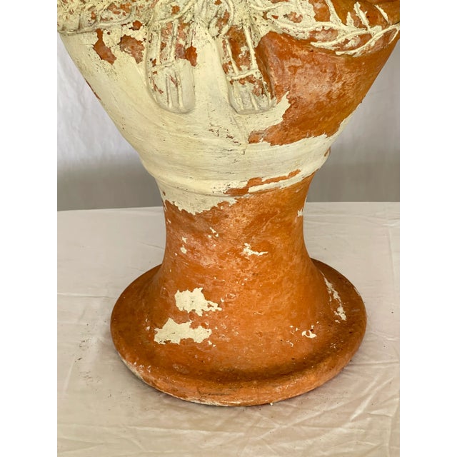 Ceramic Pair French Antique Tall Garden Terracotta Planters, 1920 For Sale - Image 7 of 16