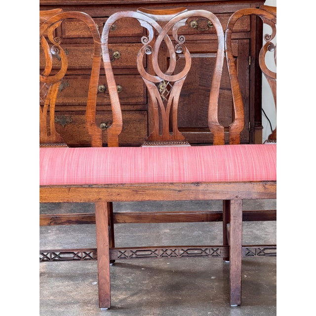 English 18th Century English Mahogany Triple Chair-Back Hall Bench For Sale - Image 3 of 14