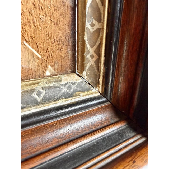 Antique Deep Dark Wood Picture Frame With Gold Detail, Wood Back 12x14” For Sale In Cleveland - Image 6 of 13