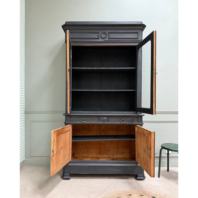 Louis-Philippe Sideboard in Glass and Wood For Sale - Image 4 of 17