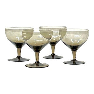 Mid 20th Century Smokey Grey / Brown Cocktail Glasses - Set of 4 For Sale