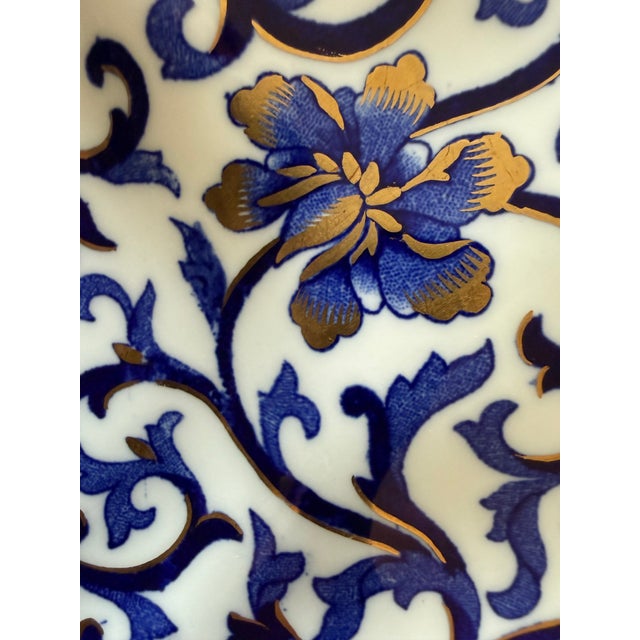 Late 19th Century Set of 5 Vintage Coalport Mandarin Blue and Gold Scalloped Salad Plates For Sale - Image 5 of 10