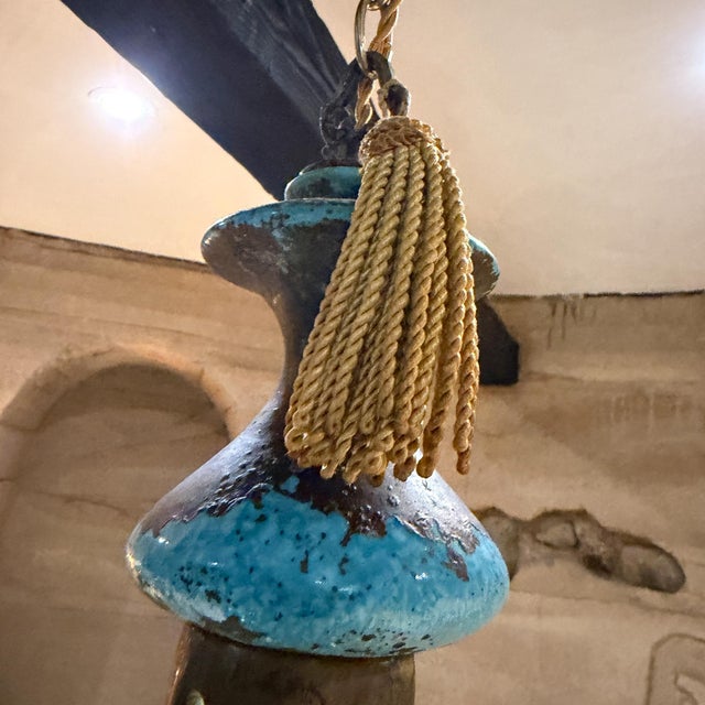 Bitossi Italian Striped Ceramic Pendant Chandeliers Rimini Blue Bitossi Era For Sale - Image 4 of 18