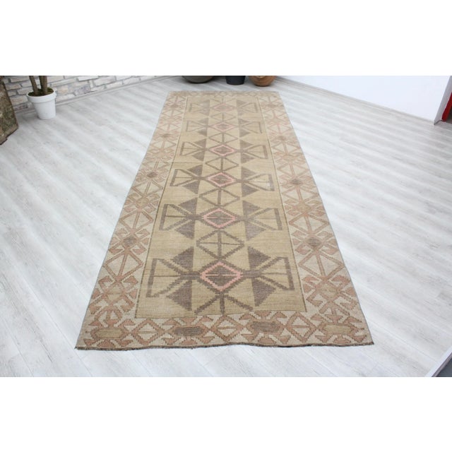 Mid-Century Modern Vintage Turkish Rug Runner - 61.5"x149" For Sale - Image 3 of 12