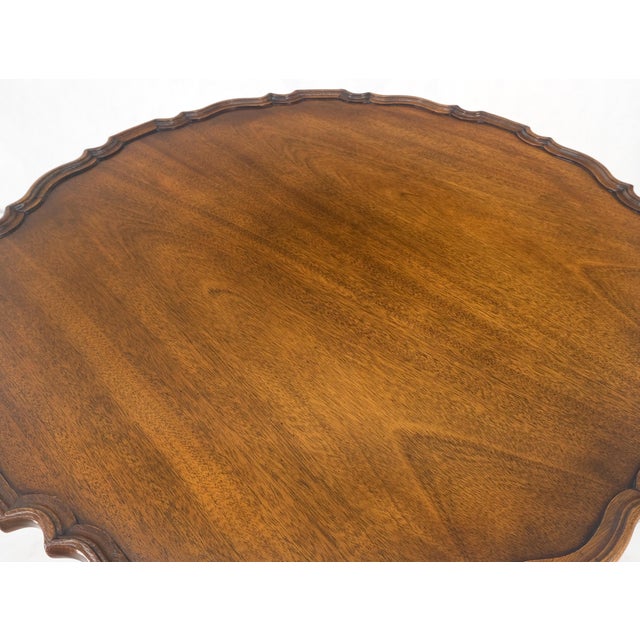 Brown Baker Pie Crust Tilt Top Carved Mahogany Ball & Claw Breakfast Table MINT For Sale - Image 8 of 11