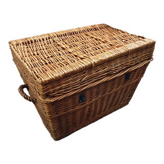 French Antique Wicker Trunk For Sale