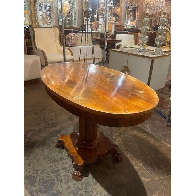 Wood 19th C. Continental Oval Walnut Center Table For Sale - Image 7 of 8