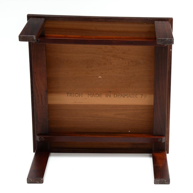 Trioh Danish Rosewood Square Floating Top Coffee Side Lamp Table 1979 For Sale - Image 11 of 11