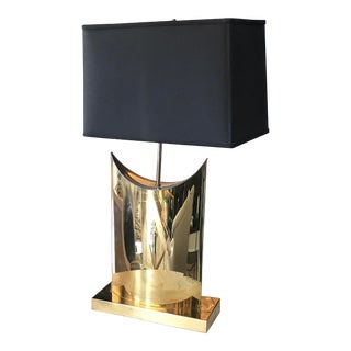 Vintage 1970s Mid-Century Italian Brass Sculptural Table Lamp - Coconut Company Nyc For Sale