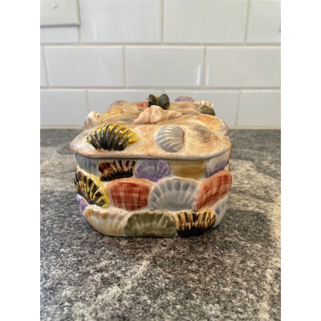 Mid 20th Century Mid 20th Century Ceramic Lidded Box Shell Motif Paul Hanson Italy For Sale - Image 5 of 13