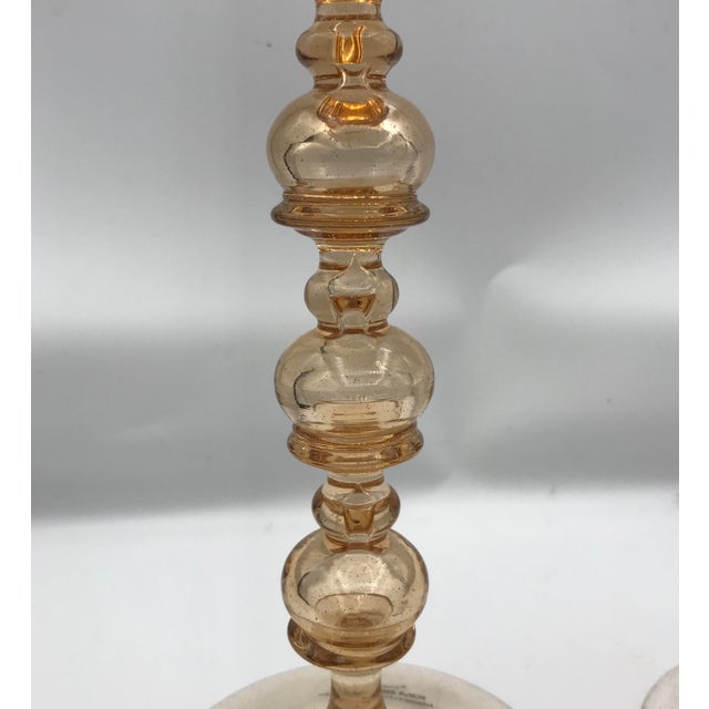 Contemporary Peachy Pink Kim Seybert Bubble Chalices - a Pair For Sale - Image 3 of 5