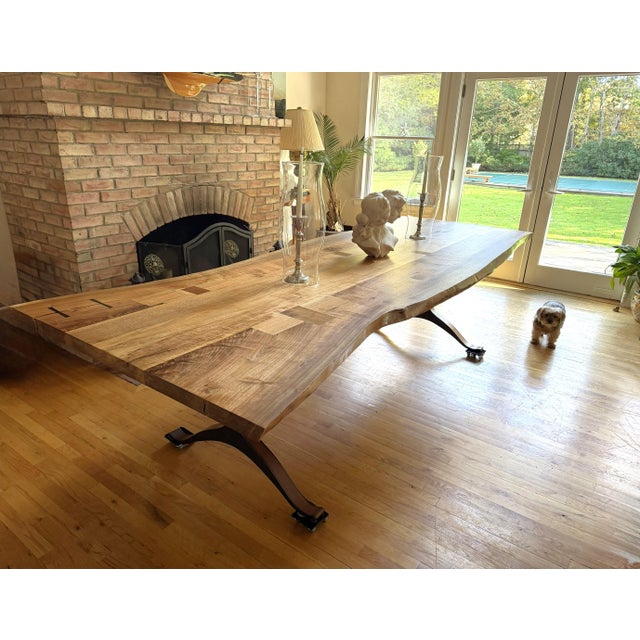 Brown Custom Handcrafted Black Walnut Dining Table With Sculptural Pedestal Base For Sale - Image 8 of 18