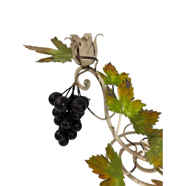 Pair of Vintage Tole Grapevine Candlesticks For Sale - Image 11 of 12