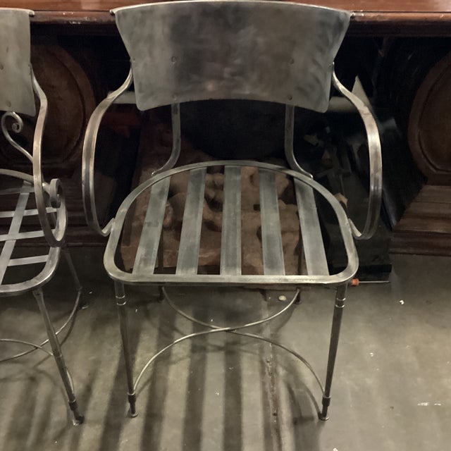 Late 20th Century Near Pair of Italian Steel Chairs For Sale - Image 4 of 12