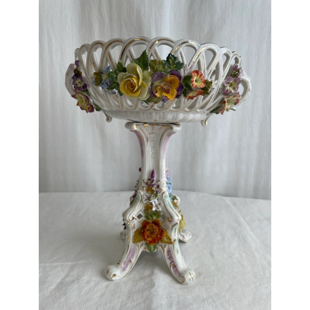 Traditional Antique Dresden Porcelain Compote For Sale - Image 3 of 9